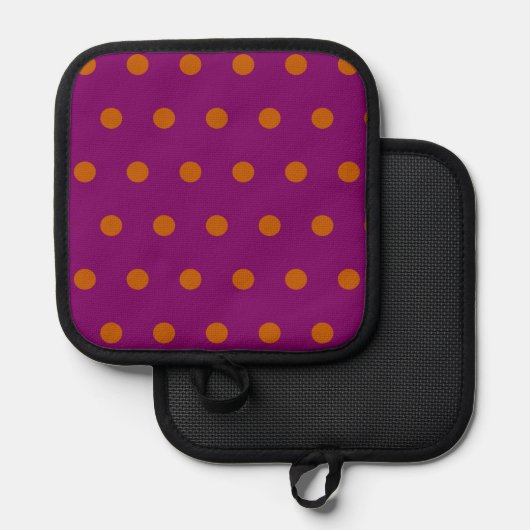 Polka Dot Pot Holder (Deep Magenta & Orange) Topflappen (Vorderseite/Rückseite)