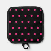 Polka Dot Pot Holder (Schwarz & Neon Pink) Topflappen (Vorderseite)