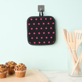 Polka Dot Pot Holder (Schwarz & Neon Pink) Topflappen