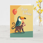 Polka Dot Primate Party Karte (Gelbe Blume)