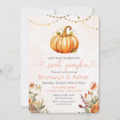 Polka Dot Pumpkin Floral Baby Shower Einladung (Vorderseite)
