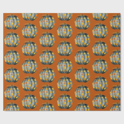 Polka Dot Pumpkin Muster Wrapping Paper Geschenkpapier (Flach)