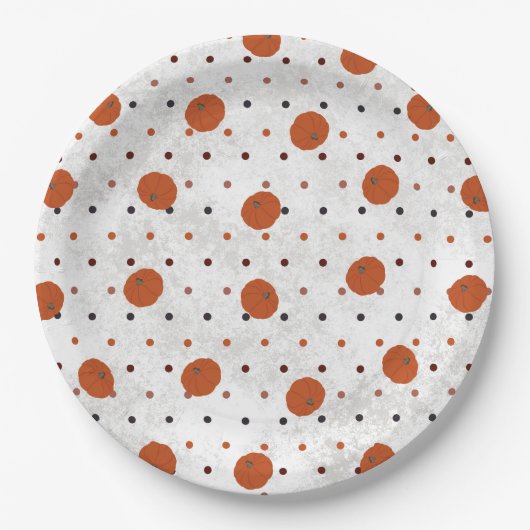 Polka Dot Pumpkin Papierplatte Pappteller (Vorderseite)
