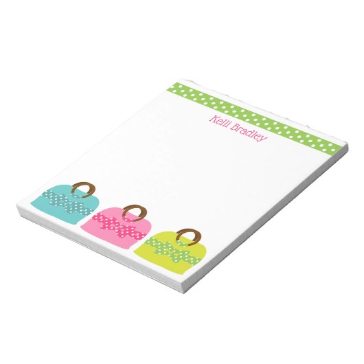 Polka Dot Purses Personalisiert Notepad Notizblock (Rotiert)