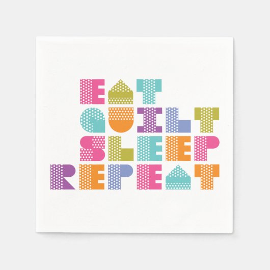 Polka Dot Quilt Blockbriefe Zitat Serviette (Vorderseite)