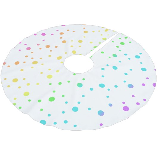 Polka Dot Rainbow Christmas Tree Skirt Polyester Weihnachtsbaumdecke (Schrägansicht)