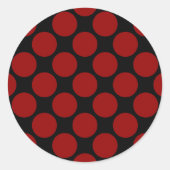 Polka dot Red Black Pattern Runder Aufkleber (Vorderseite)