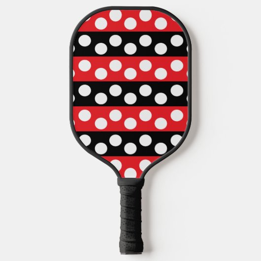 Polka Dot Red Black Polka Dot Pickleball Schläger (Vorderseite)