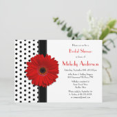 Polka Dot Red Daisy Bridal Dusche Einladung (Stehend Vorderseite)