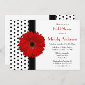 Polka Dot Red Daisy Bridal Dusche Einladung (Vorne/Hinten)