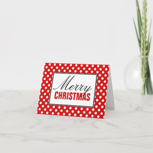 Polka Dot Red Frohe Weihnachtsgrüße Karte (Vorderseite)