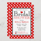 Polka Dot Red Heart Bridal Dusche Einladungen (Vorne/Hinten)