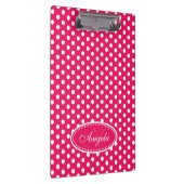 Polka dot red pink name and initial clipboard klemmbrett (Rechts)