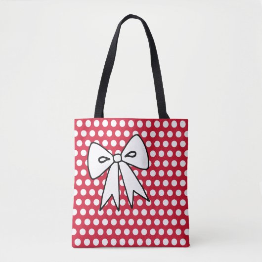 Polka Dot Red Retro Bow Tote Beutel Purus Tasche (Vorderseite)