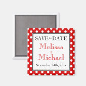 Polka Dot Red Speichern Sie den Datumsmagnet Magnet (Vorderseite/Rückseite)