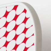 Polka Dot Red und White Modern Monogram Pickleball Schläger (Linke Seite)