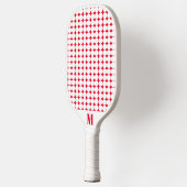 Polka Dot Red und White Modern Monogram Pickleball Schläger (Links)