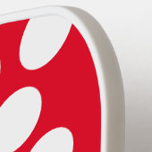 Polka Dot Red und White Modern Monogram Pickleball Schläger (Linke Seite)