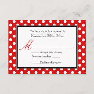 Polka Dot Red & White UAWG Reply Cards RSVP Karte