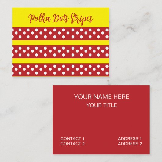 Polka Dot Red Yellow Polka Dot Visitenkarte (Vorne/Hinten)