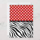 Polka Dot Red & Zebra Print Brautparty Einladung (Rückseite)