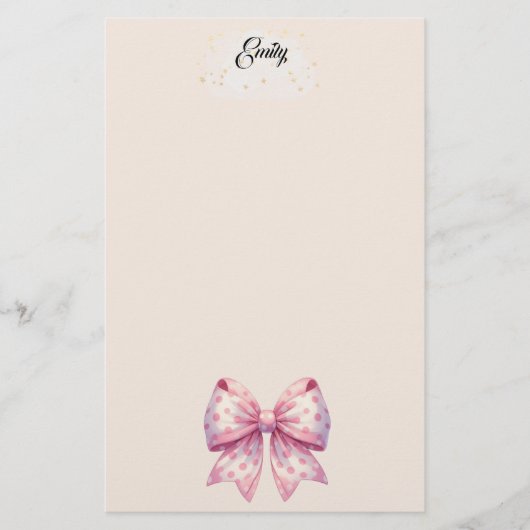 Polka Dot Ribbon Stationery Briefpapier (Vorderseite)