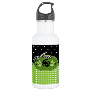 Polka Dot Rose BLACK Trinkflasche