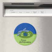 Polka Dot Rose Magnet, blau Magnet (In Situ (Geschirrspüler))