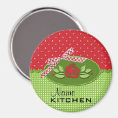 Polka Dot Rose Magnet, Rot Magnet (Vorderseite/Rückseite)