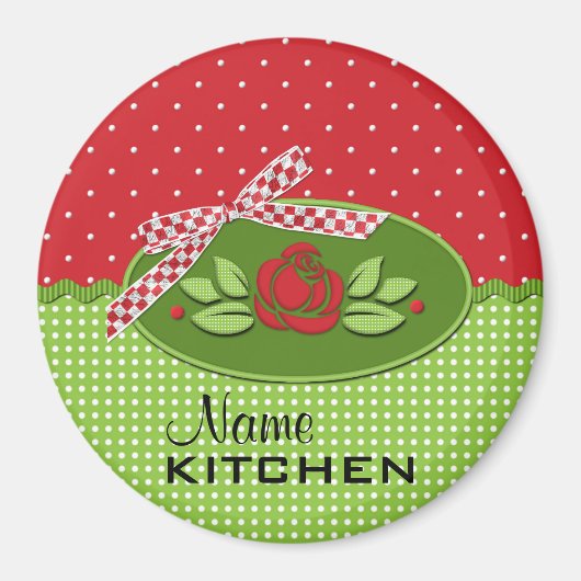 Polka Dot Rose Magnet, Rot Magnet (Vorne)