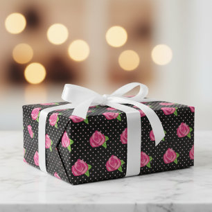 Polka Dot Rose Wrapping Paper Sheets Geschenkpapier Set