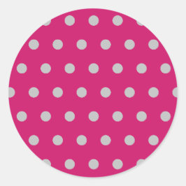 Polka Dot Round Stickers (Hot Pink & Gray)