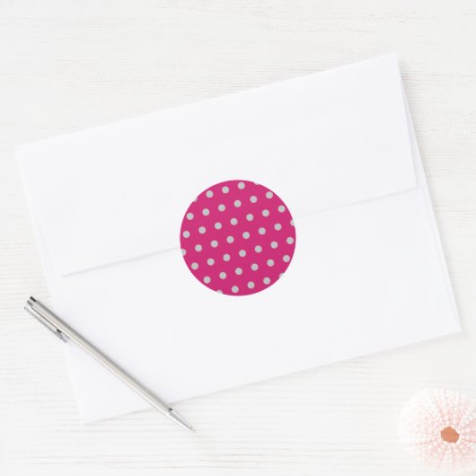 Polka Dot Round Stickers (Hot Pink & Gray) (Umschlag)