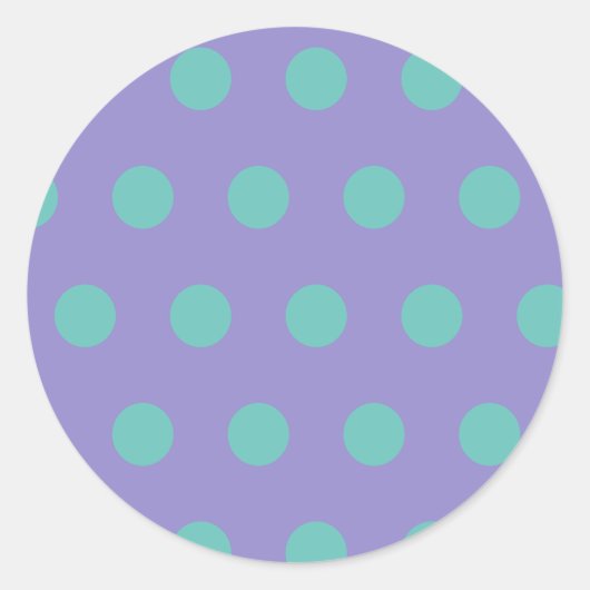 Polka Dot Round Stickers (Lavender & Aqua) (Vorderseite)