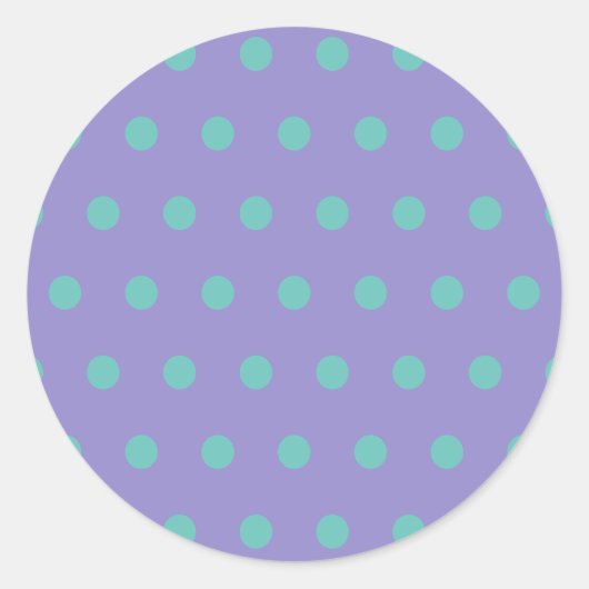 Polka Dot Round Stickers (Lavender & Aqua) (Vorderseite)