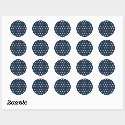 Polka Dot Round Stickers Midnight Blue & Soft Pink (Blatt)
