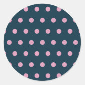 Polka Dot Round Stickers Midnight Blue & Soft Pink (Vorderseite)