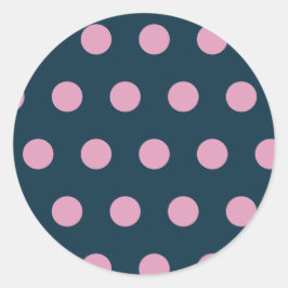 Polka Dot Round Stickers (Mitternacht blau & rosa)