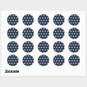 Polka Dot Round Stickers (Mitternacht blau & rosa) (Blatt)