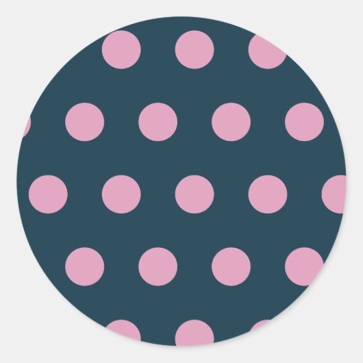 Polka Dot Round Stickers (Mitternacht blau & rosa) (Vorderseite)