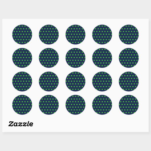 Polka Dot Round Stickers (Navy Blue & Lime Green) (Blatt)