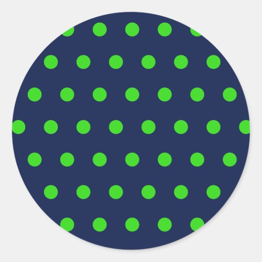Polka Dot Round Stickers (Navy Blue & Lime Green) (Vorderseite)