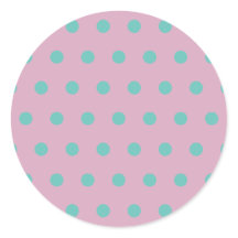 Polka Dot Round Stickers (Pink & Aqua)