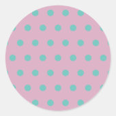 Polka Dot Round Stickers (Pink & Aqua) (Vorderseite)