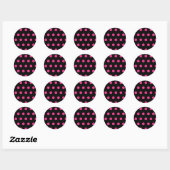 Polka Dot Round Stickers (Schwarz & Neon Pink) (Blatt)