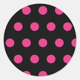 Polka Dot Round Stickers (Schwarz & Neon Pink)