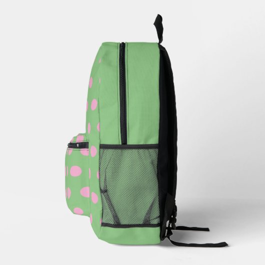 Polka Dot Rucksack (Sage Green & Pastel Pink) (Rechts)