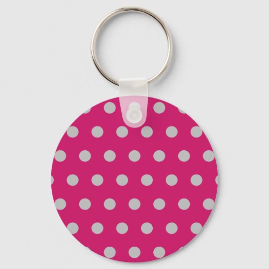 Polka Dot Schlüsselanhänger (Hot Pink & Gray) (Vorderseite)