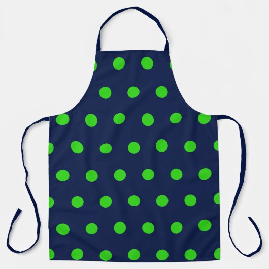 Polka Dot Schürze (Navy Blue & Lime Green) (Vorderseite)