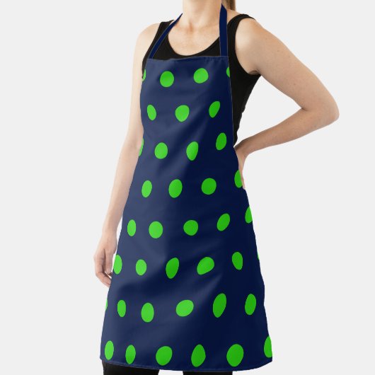 Polka Dot Schürze (Navy Blue & Lime Green) (InSitu)